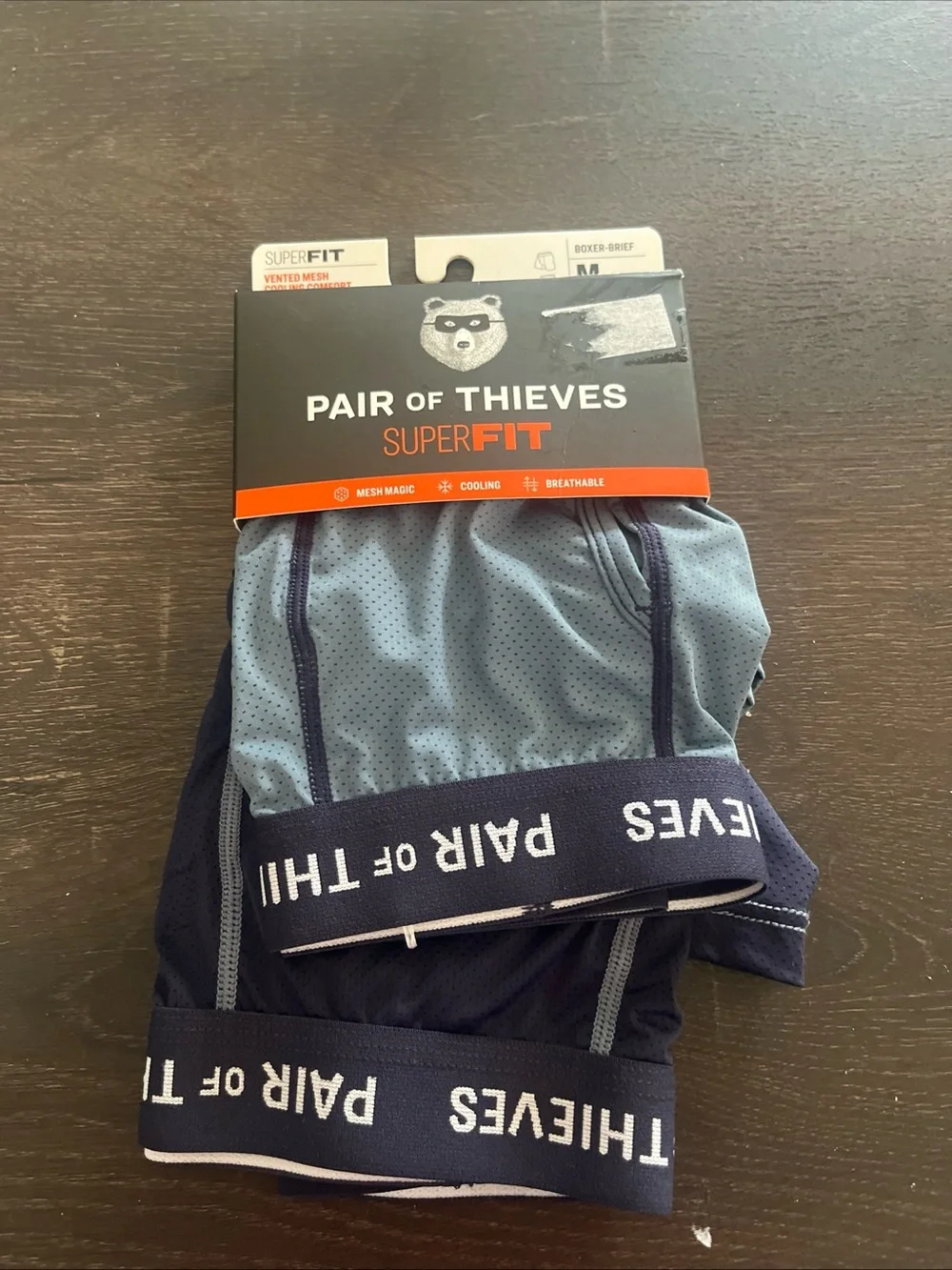 Pair of Thieves Men's Super Fit Boxer Briefs 2 pk Blue Size M Lightweight Mesh